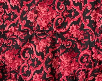 Cantonnière pour Ciel de lit Tissu noir rouge antique design étonnant Coffre en textile 1860Parure de fenêtre unique