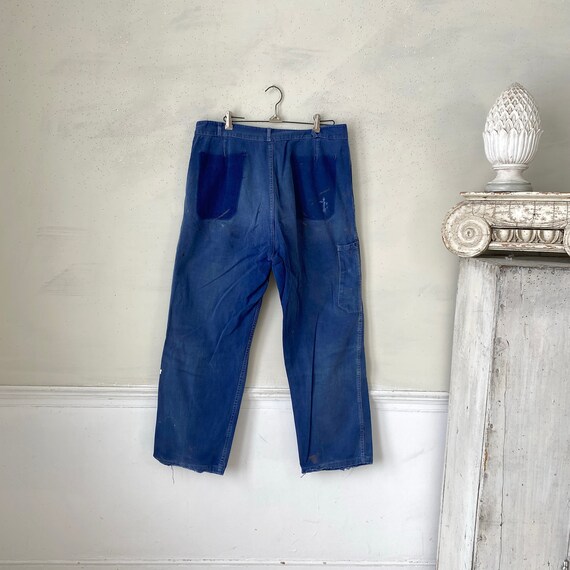 1940's 34 inch waist Blue denim jeans faded purpl… - image 9