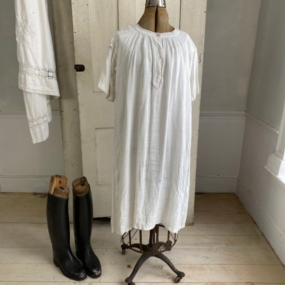 Night Shirt or Chemise Tunic French Linen White H… - image 6