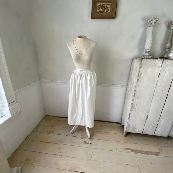 White Waist Apron French Cotton Kitchen Wear 1920s Skirt Apron Coastal home  eco-friendly