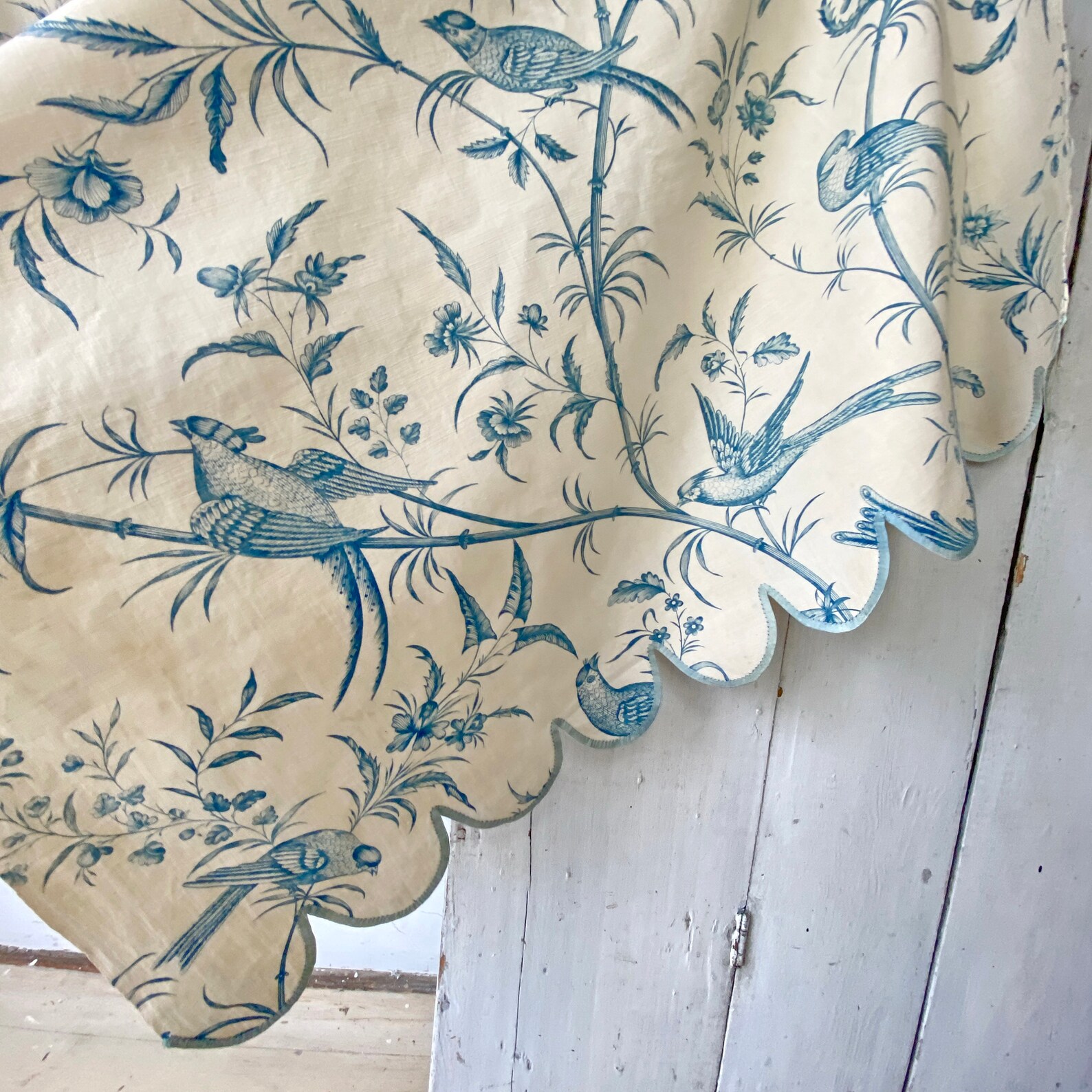 AMAZING Antique Blue French Fabric Bird Material Cloth 19th Etsy