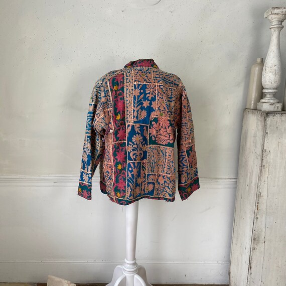 Embroidered jacket Antique colorful patchwork flo… - image 9