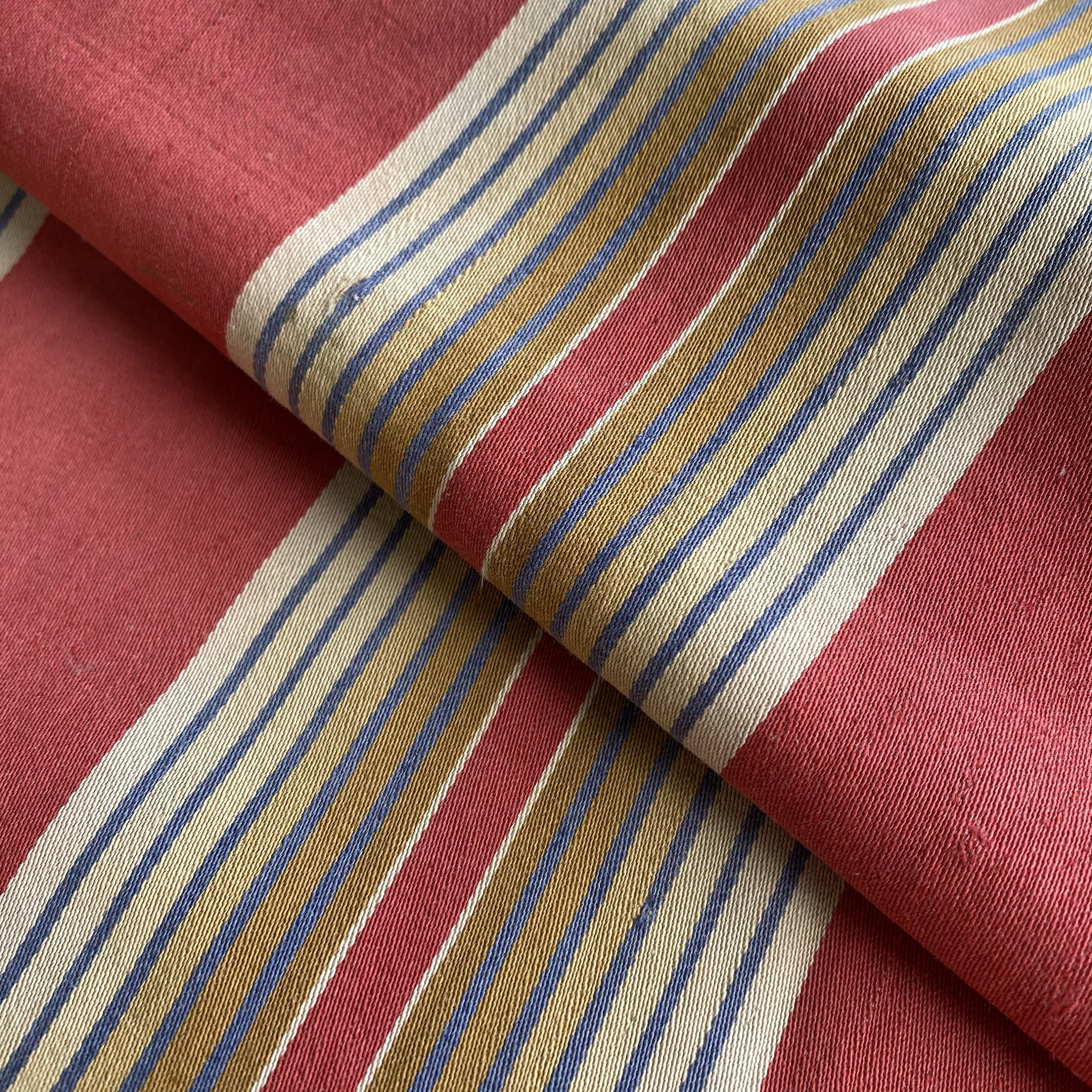 Antique French Fabric Ticking Striped Material Cotton 1910 Ticking