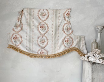 Festoon with trim Faded floral Antique French fabric floral and stripe cottage core style Farmhouse from France