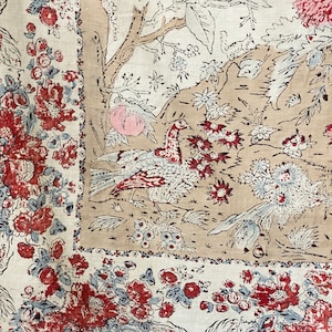 Antique Kalamkari Tree of Life  wall hanging bed cover block printed fabric material   The Textile Trunk Palampore style eco-friendly