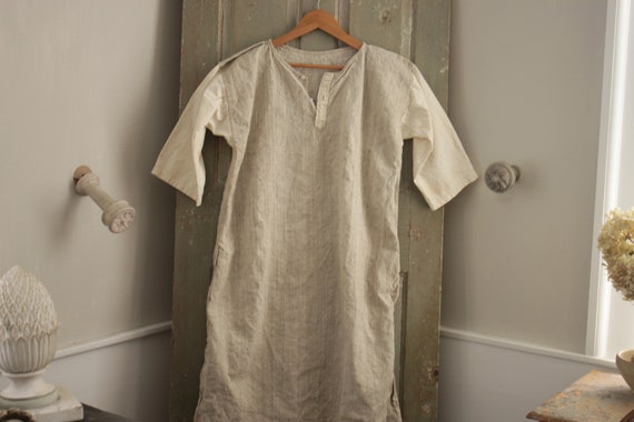French linen and white cotton hemp night shirt ch… - image 3