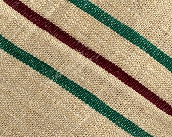 2.83 yards Antique Christmas fabric table runner HEMP handwoven homespun material natural organic upcycled textile recycled cloth