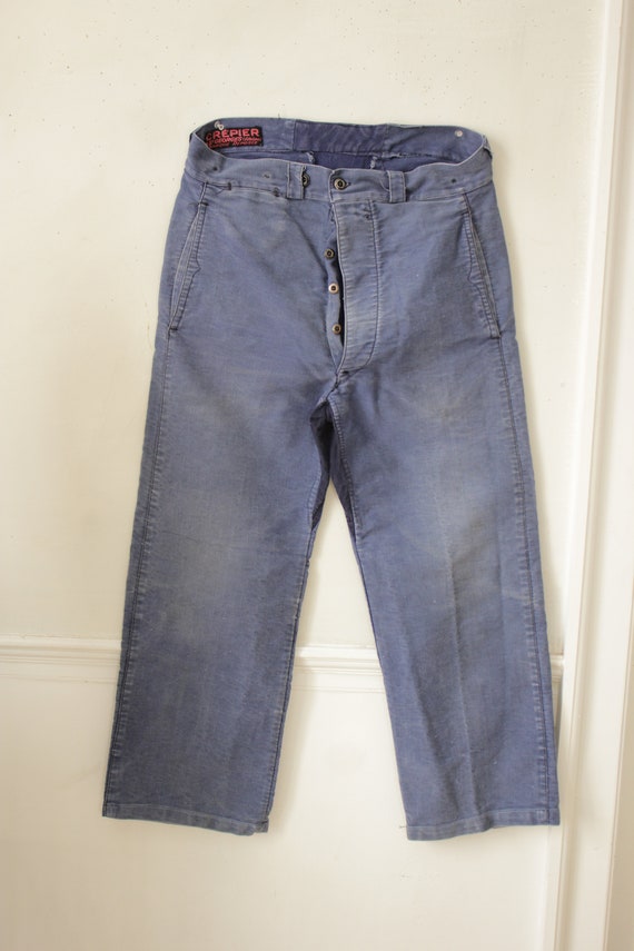 Vintage 1940 French jeans hipster pants workwear … - image 4