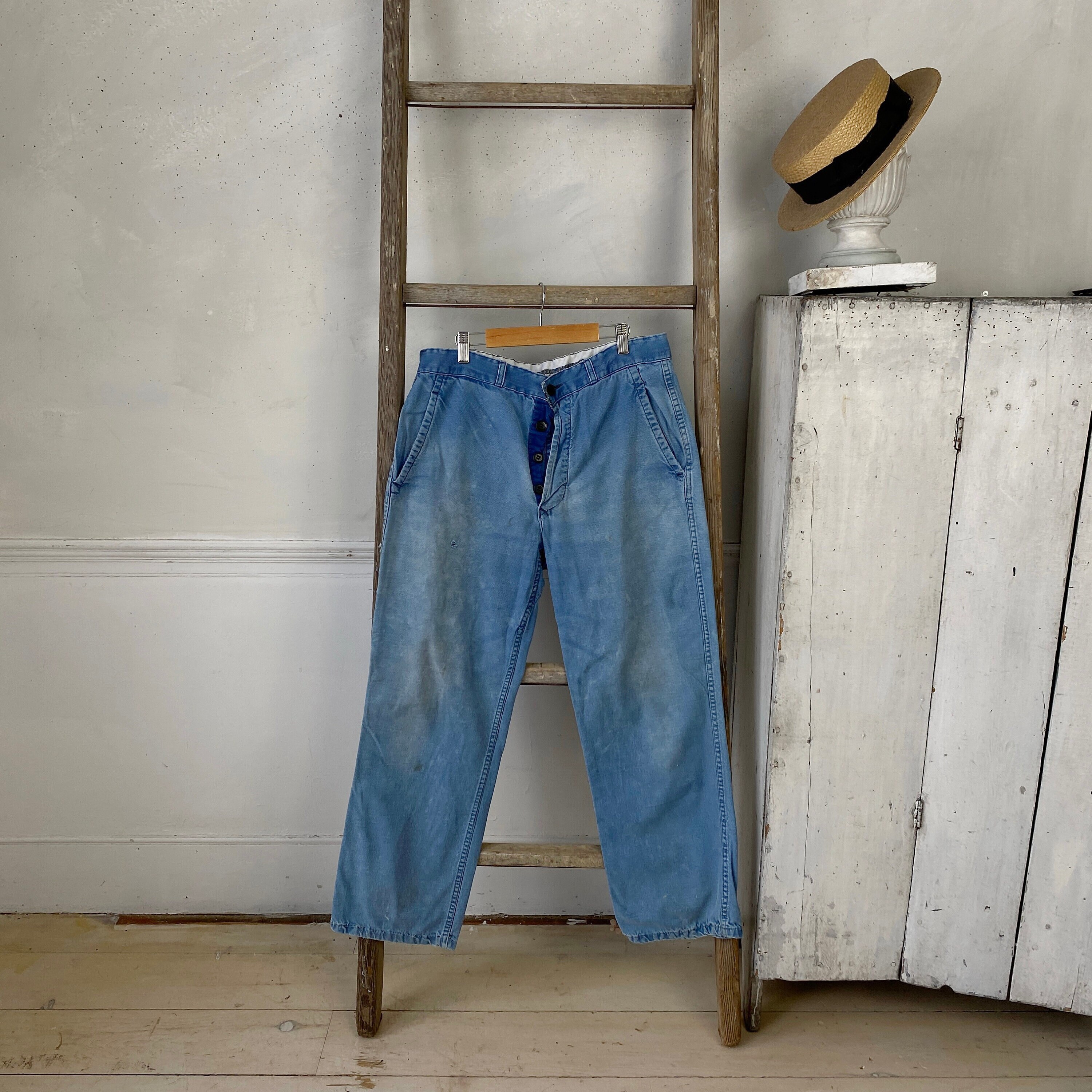 Amazing Faded Blue Denim Pants Work Wear 1940s Workwear French - Etsy