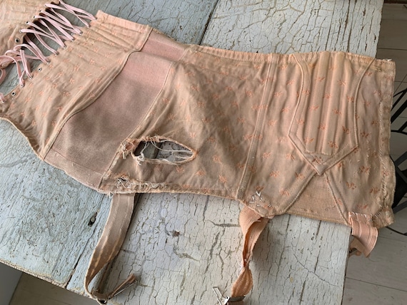 Vintage Girdle Corset Pink French 1940s Undergarme