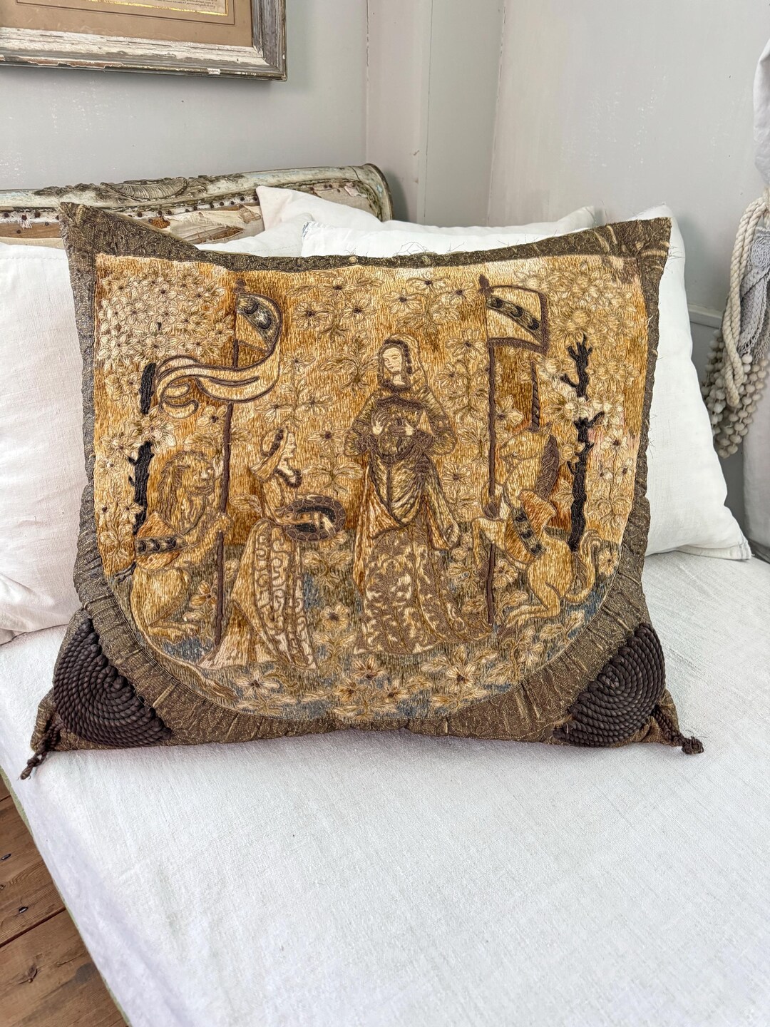 28x24 RARE 18th Pillow Throw Cushion Medieval Decor Castle Style French 28x24-rare-18th-pillow-throw-cushion-medieval-decor-castle-style-french