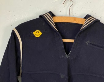 Autentica camicia navale americana Camicia da cracker con emblema di congedo onorevole Camicia della Seconda Guerra Mondiale Camicia navale militare Antica