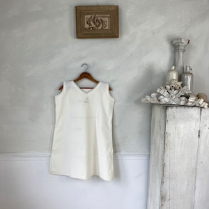 H Monogram Vintage Cotton Night Slip Lace Trimmed French Workwear Lace Cotton Slip 1930s-40s Work Wear White Slip eco-friendly