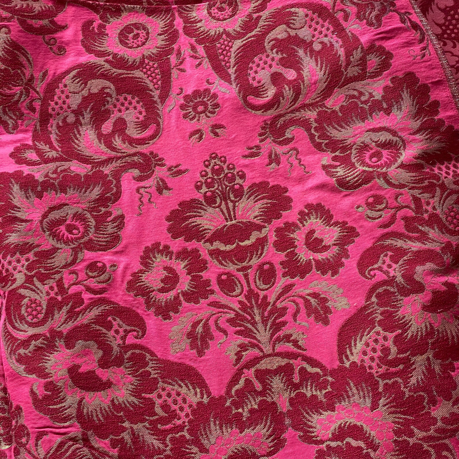 Antique Silk Cotton Damask Metallic Thread Fabric Material Etsy