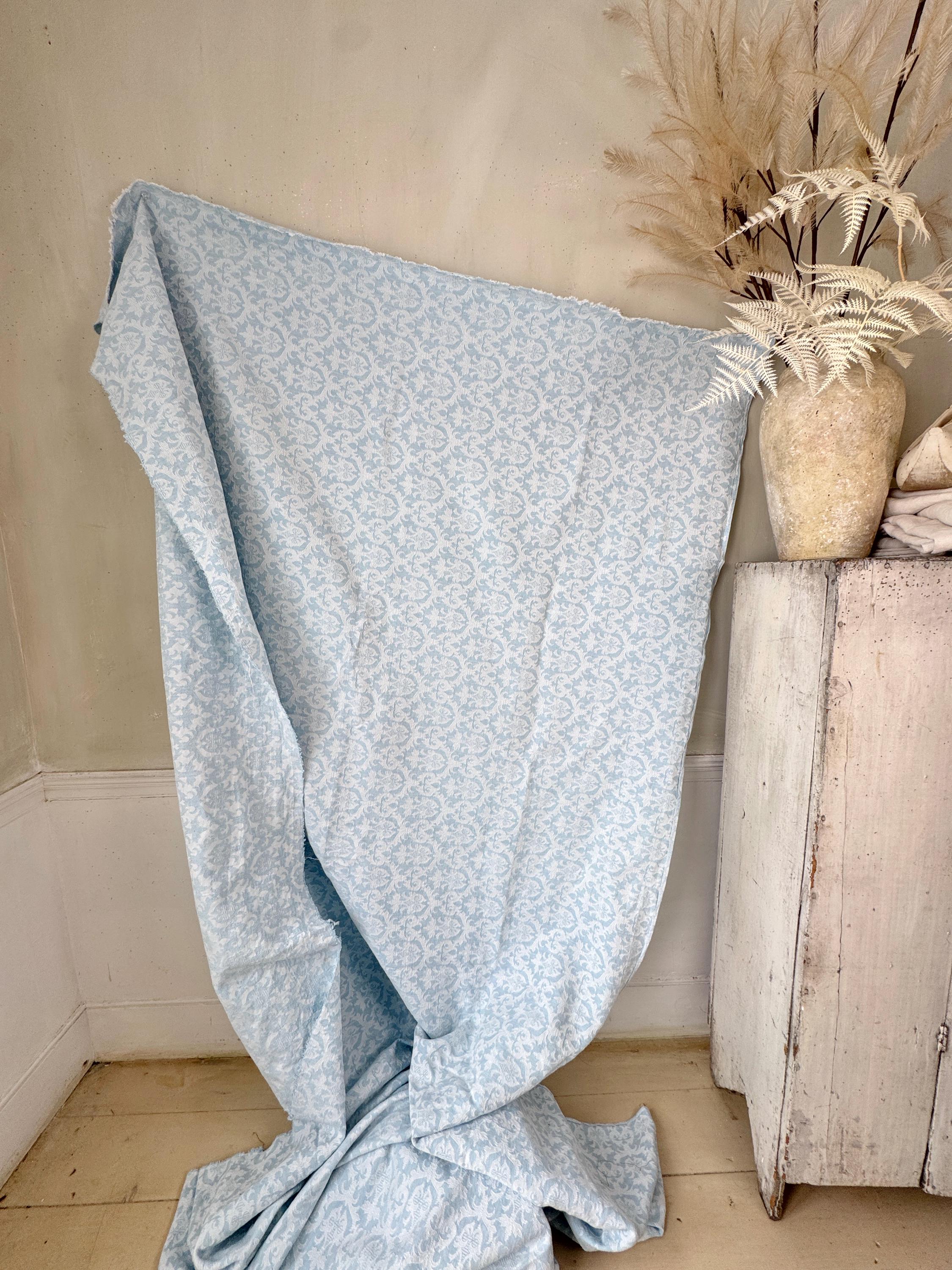 4.44 Yard Sky Pale Blue French Vintage Ticking Fabric