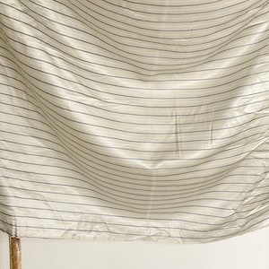 PER 2 yards ( continuous)Striped stripes yardage UNUSED Rayon silky GREY Gray Silver and black fabric French workwear boho  eco-friendly