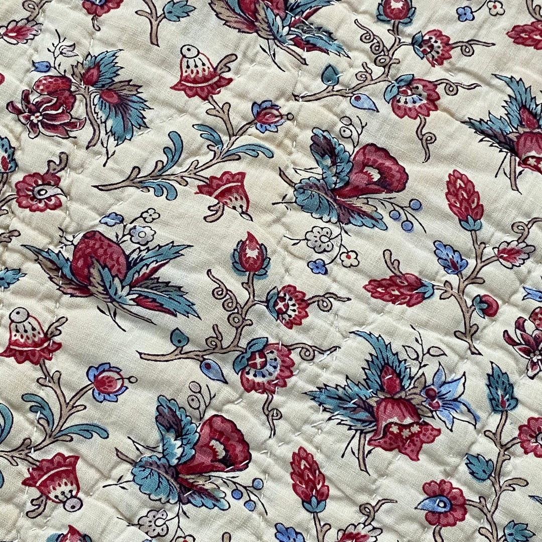 1780 Antique French Quilt Oberkampf Jouy Strawberry Design Hand Block