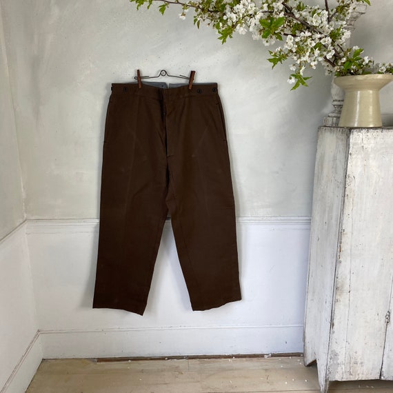 UNWORN! Vintage French Workwear Pants Brown Cotto… - image 3