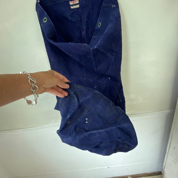 Distressed Antique Indigo blue Denim bag antique … - image 2