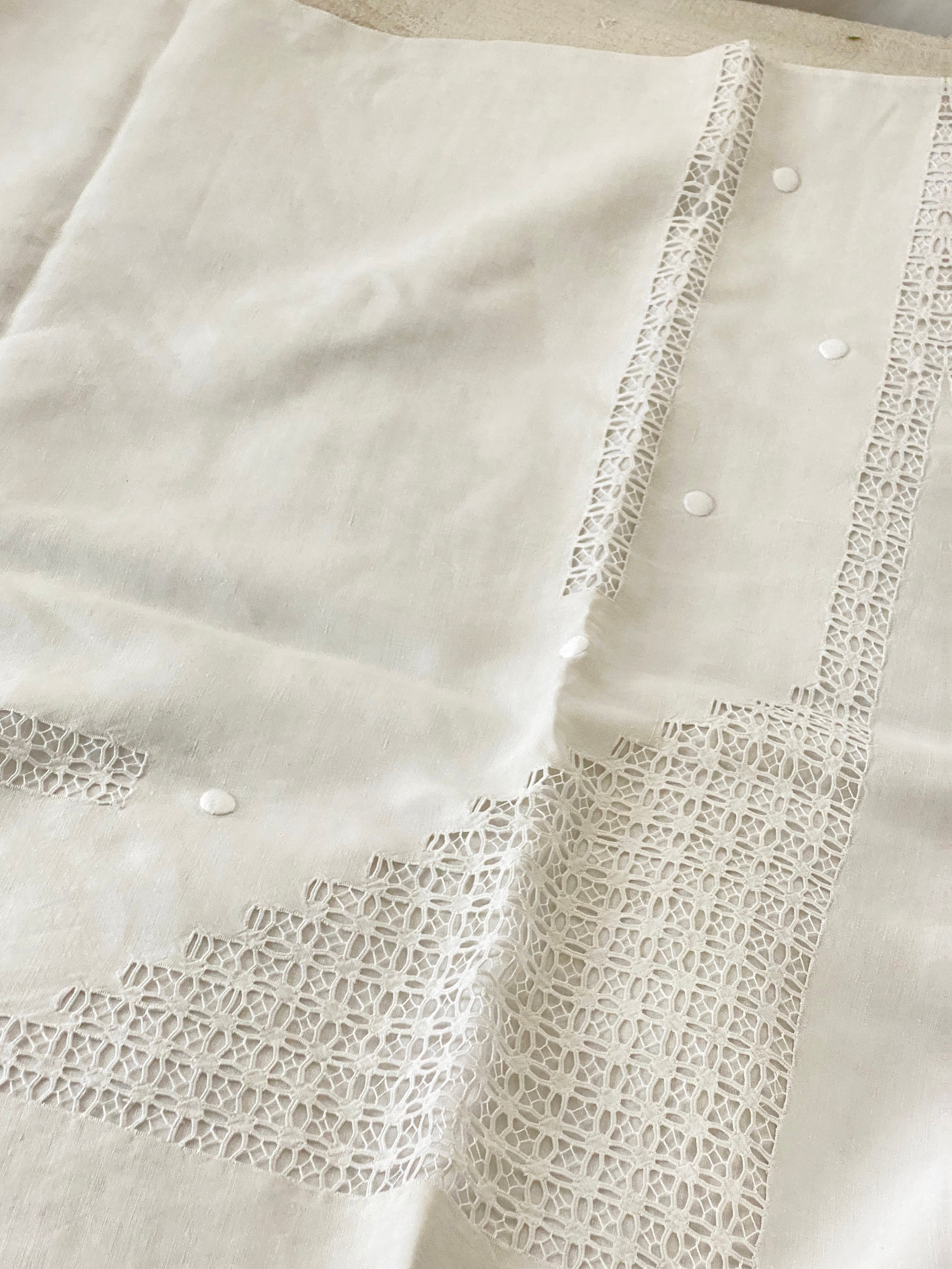 131X86 BD BEST Quality Pure Linen Monogram Antique French