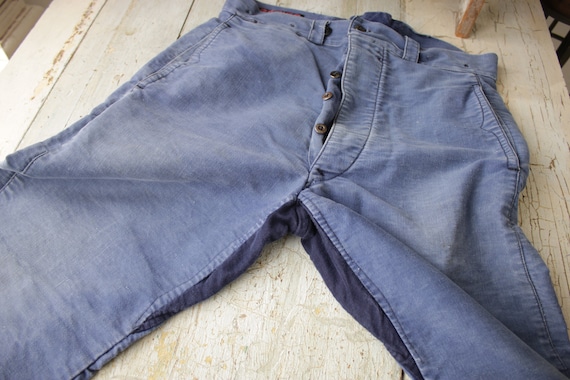 Vintage 1940 French jeans hipster pants workwear … - image 9