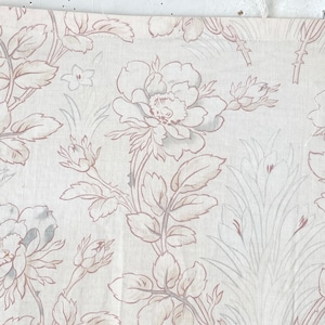 Fabric Antique French floral Belle Epoque FADED blue rose design gray blue  Cottage style country The Textile Trunk France Coastal home