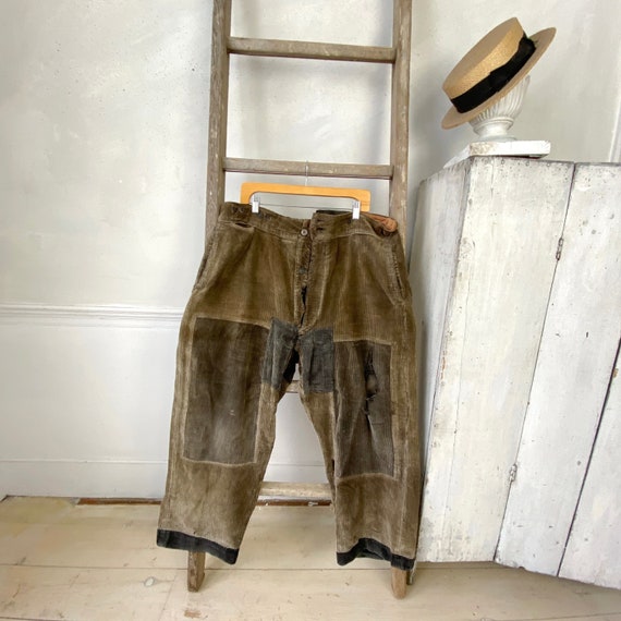 STUNNING Patched Brown Corduroy Pants French work… - image 2