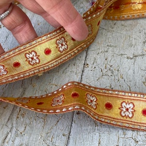2 yards French vintage liturgical  Gold metallic gimp ribbon passementerie trim embellishment boho  eco-friendly