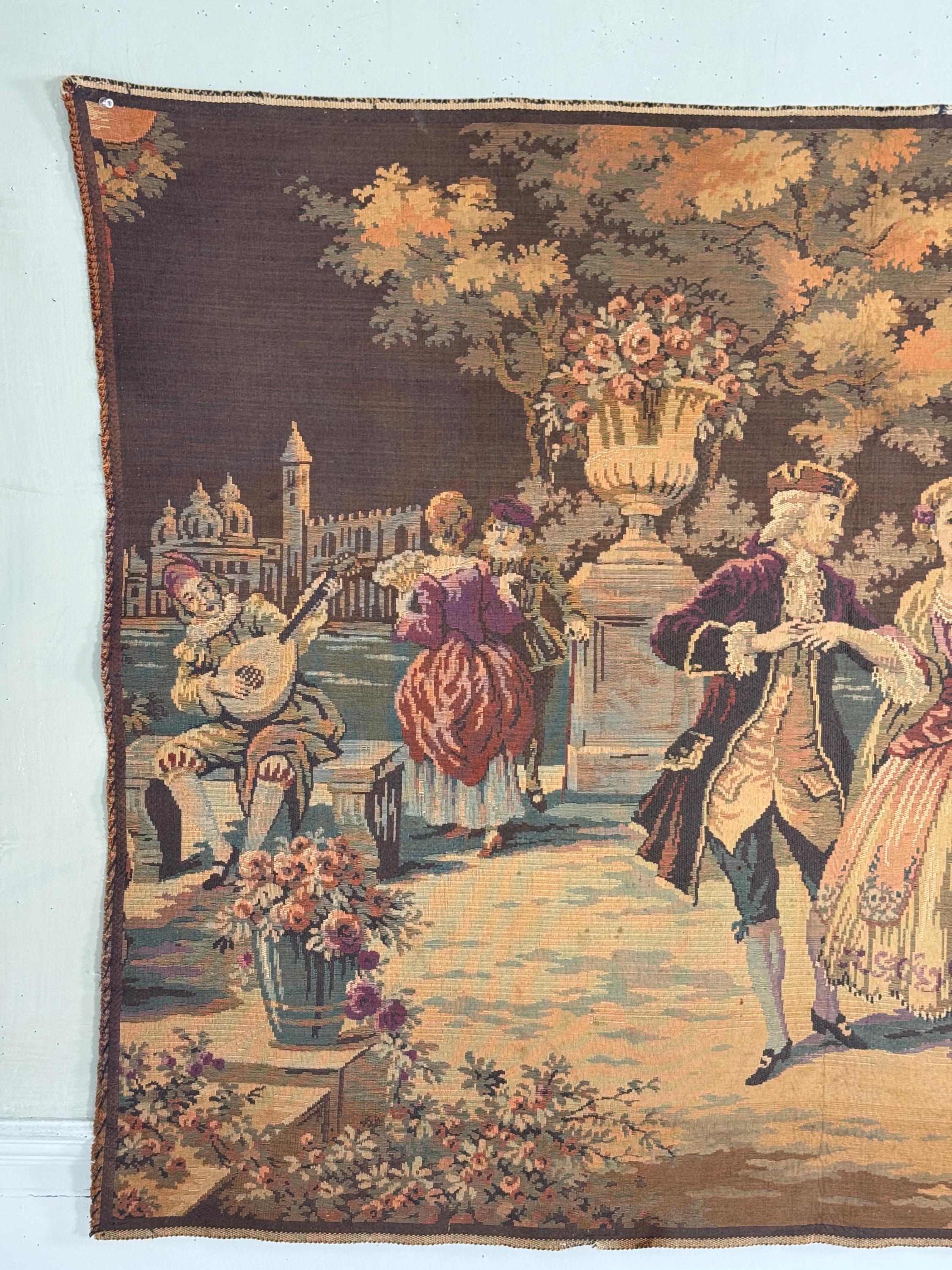 Tapisserie Murale Ancienne Française - Médiévale Décorative - 18x37 Cm