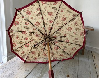 傘 フランス製 ヴィンテージ柄布 1930年代 日傘 エコフレンドリー