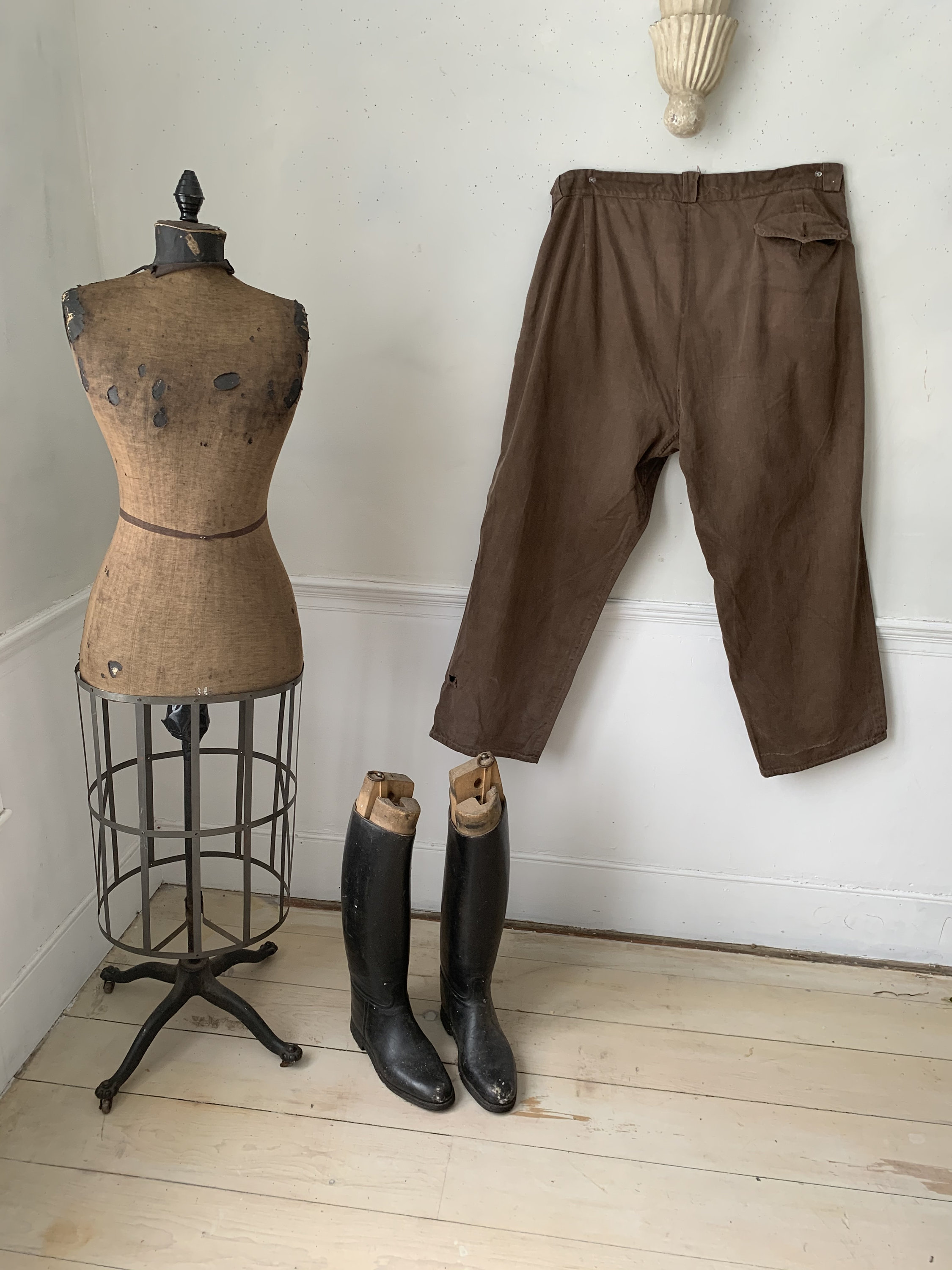 Vintage French Workwear Pants Brown Cotton Trousers 1950s 43 Vintage French Workwear Pants Brown Cotton Trousers 1950s 43