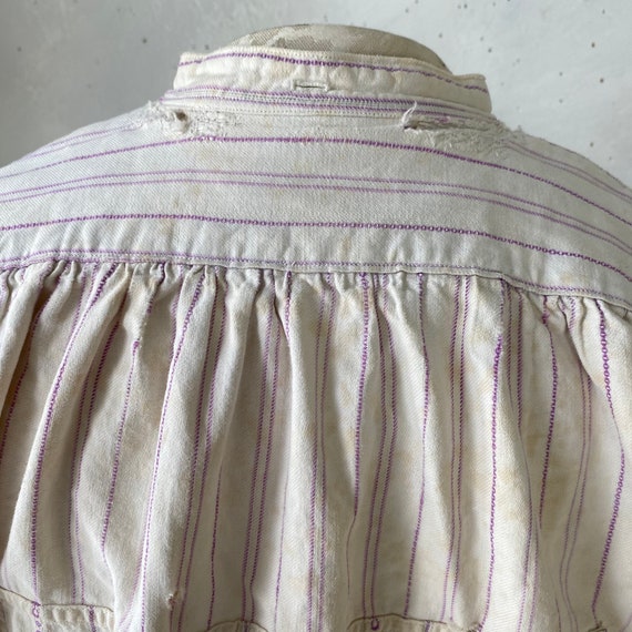 Timeworn Purple Striped work wear French shirt Vi… - image 10