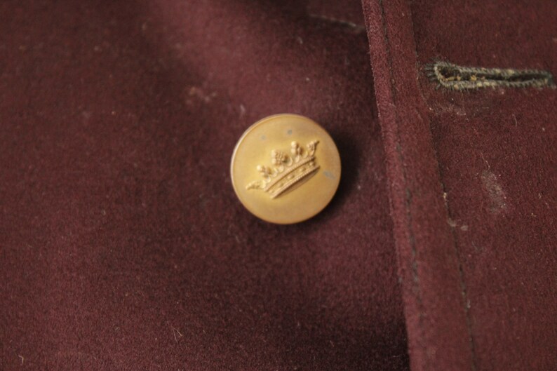 Vintage Bellhop's Jacket 1930s Burgundy Felted Wool French Workwear Uniform image 2