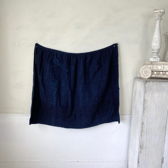 1920s French Indigo Linen Apron