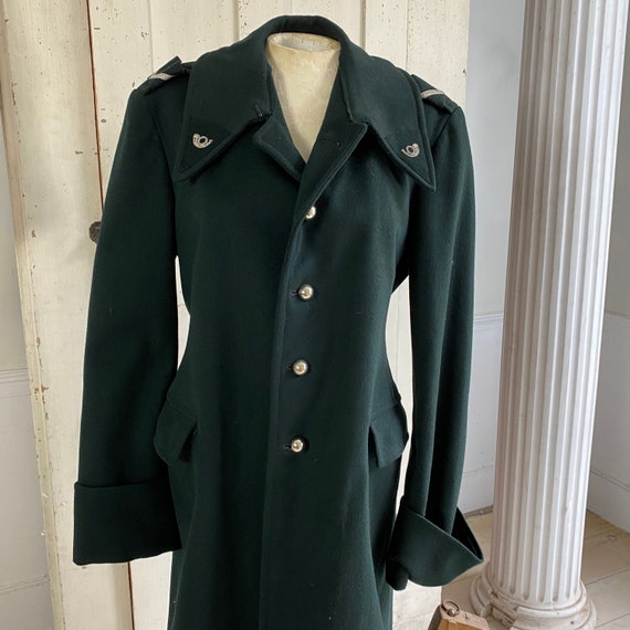 WOW French long overcoat wool Military ? Postal w… - image 1