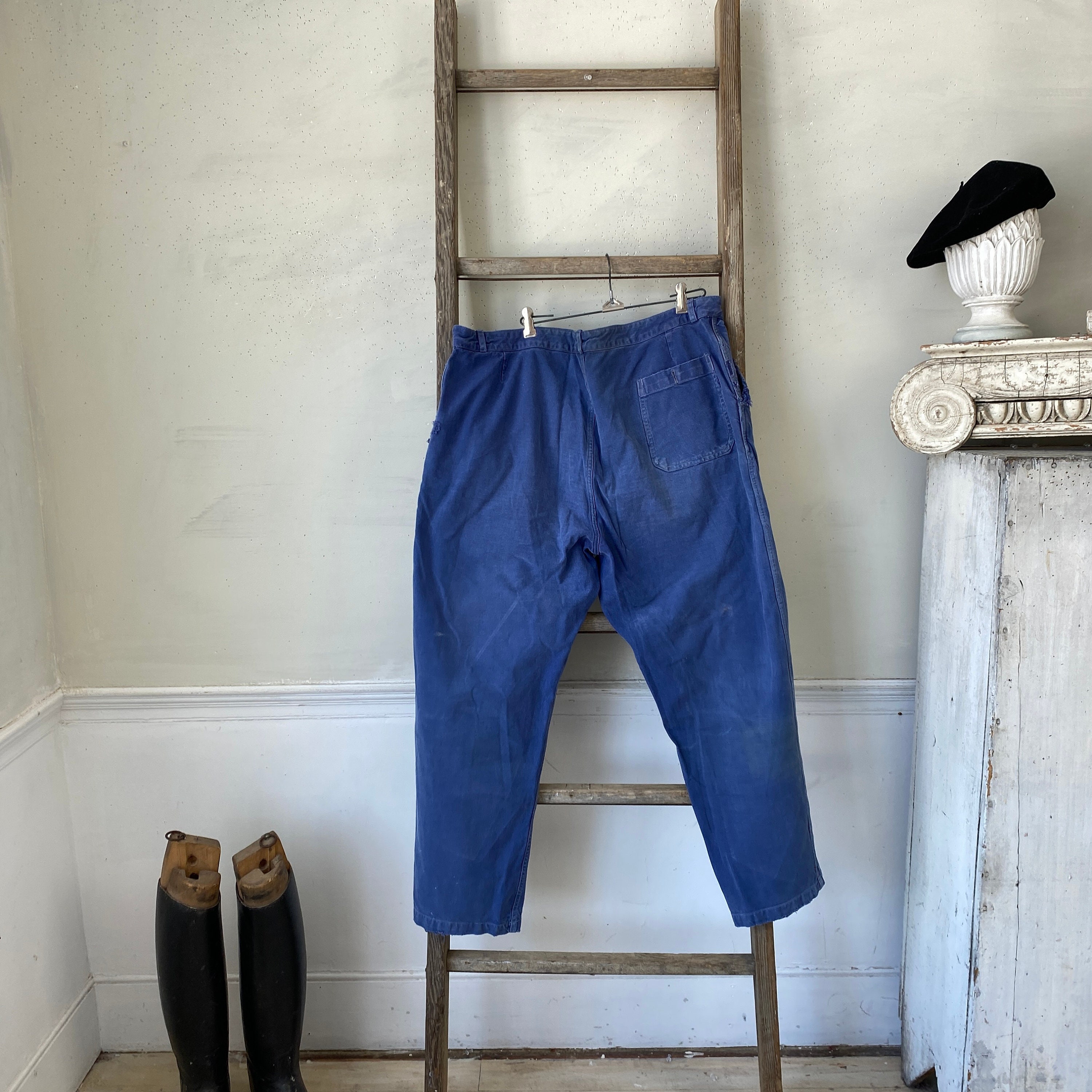 Amazing Blue Moleskin Pants Funky Hipster Button Waist Amazing Blue Moleskin Pants Funky Hipster Button Waist