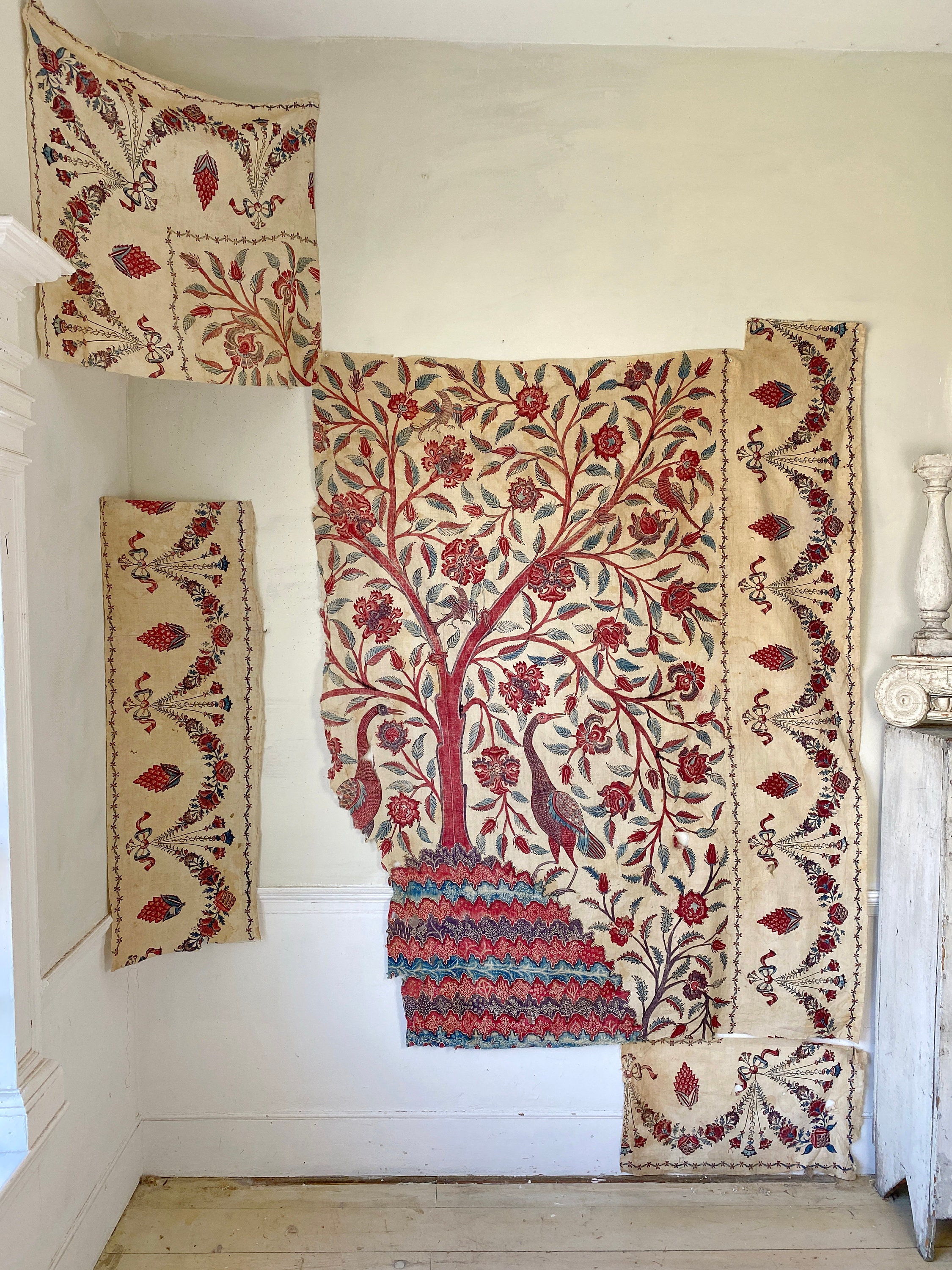 Antique Indian Palampore Chintz Painted 18th for European Market
