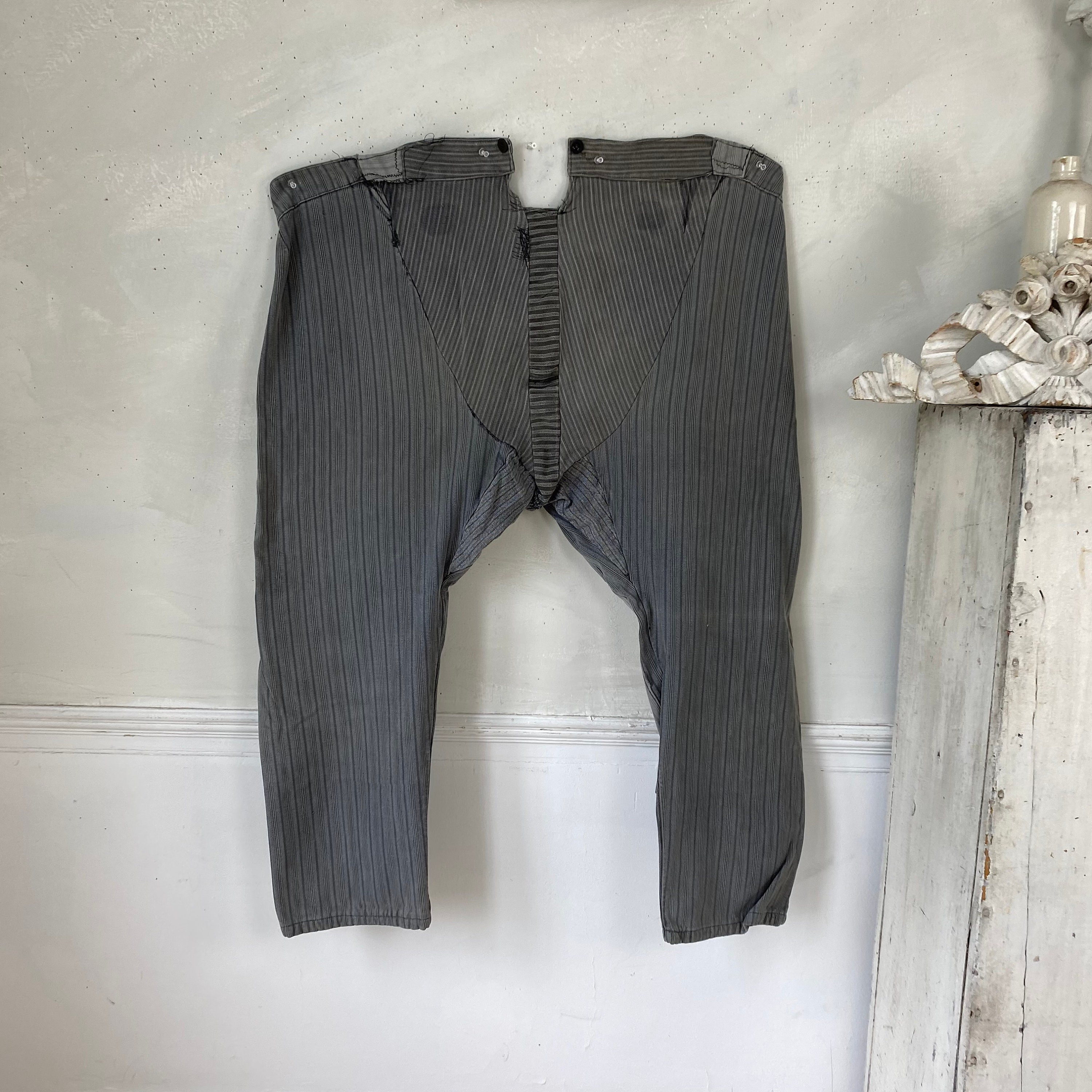Early 1900s Work Pants Timeworn Textile Art 56 Inch Waist Vintage