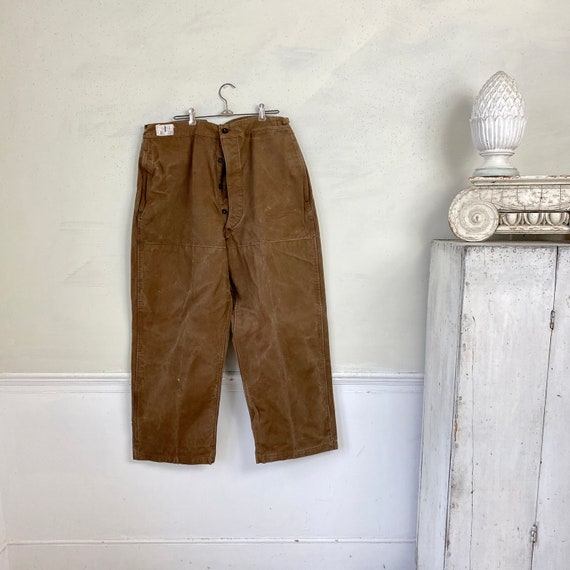 38 inch waist French Workwear Pants Vintage Brown… - image 2