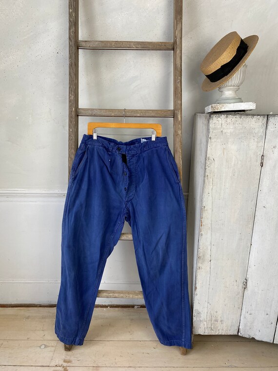 Dark Blue denim pants work wear 1950s60s workwear Fr… Gem