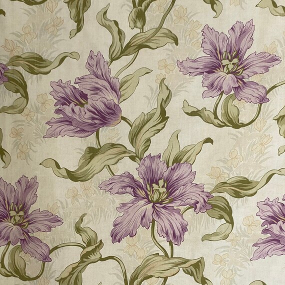 Purple Tulip French Art Nouveau Fabric Material Floral | Etsy