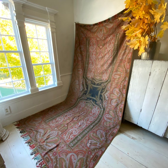 Antique Long Shawl Paisley 1855 World's Fair Stamp !! RARE