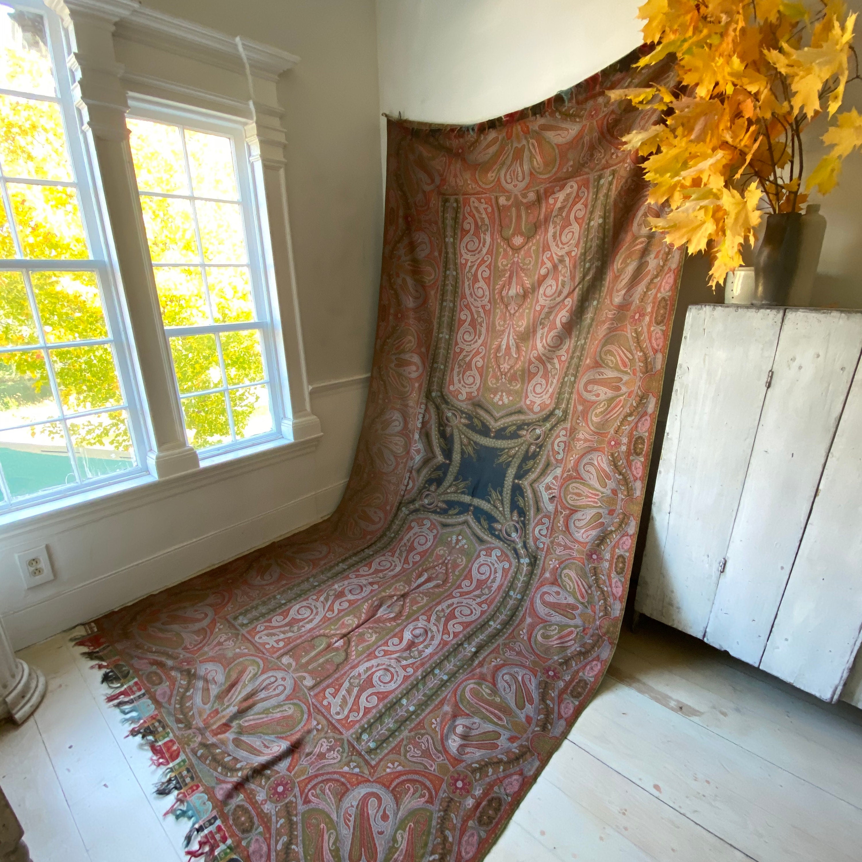Antique Long Shawl Paisley 1855 World's Fair Stamp !! RARE