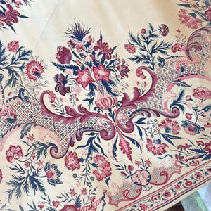 95x95 French curtains Palampore inspired drapes 1930&#39;s textiles wall art hanging pair block printed farmhouse cottage vintage home decor