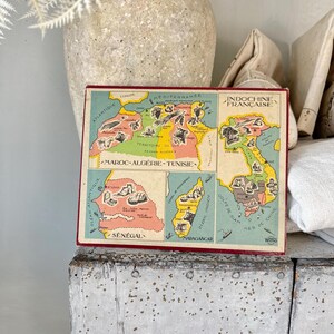 Franse Europese muurkunst regionale kaart van de jaren 1950 voor vintage decor hangend kinderkamer moderne boerderij Educatief spelbord Witho