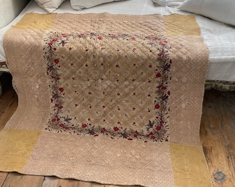 1700年代のフランスアンティークキルトピケBoutis Jouy en josas Toile