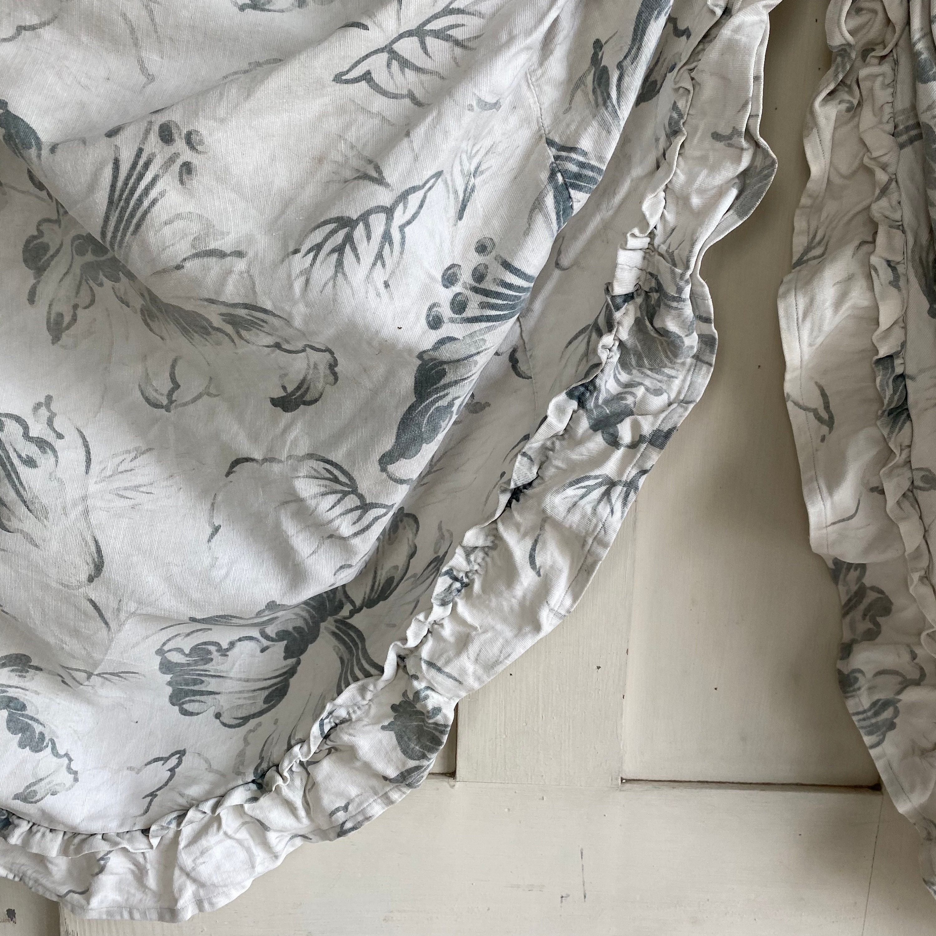 Festoon Valance Pelmet Antique GRAY / GREEN French Fabric C Etsy