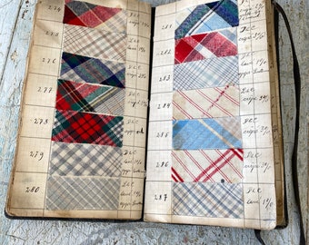 Pattern Sample Book Antique French Woven Fabric Document