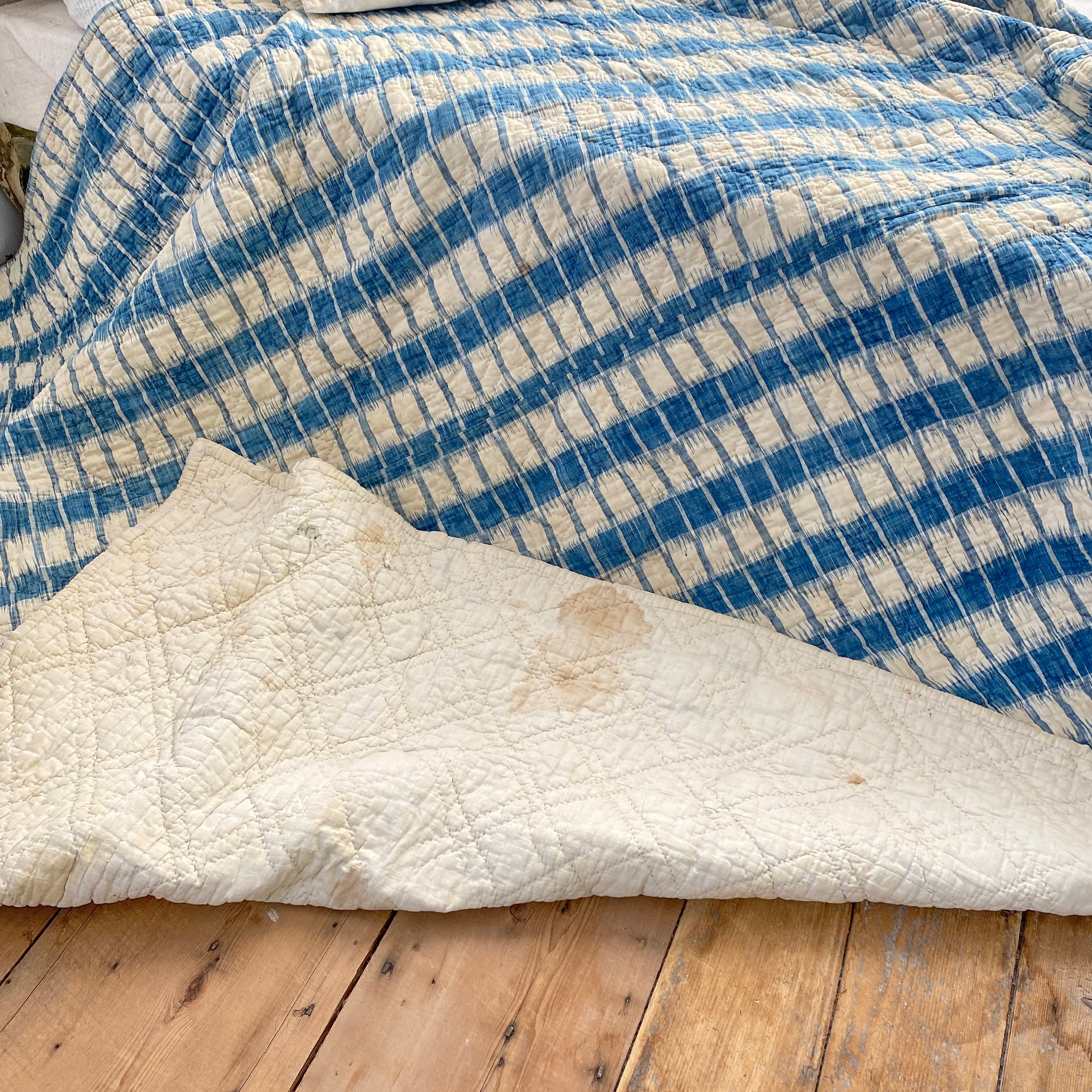 100X90 LARGE 18世紀 1700年代 アンティーク フレンチ キルト Ikat