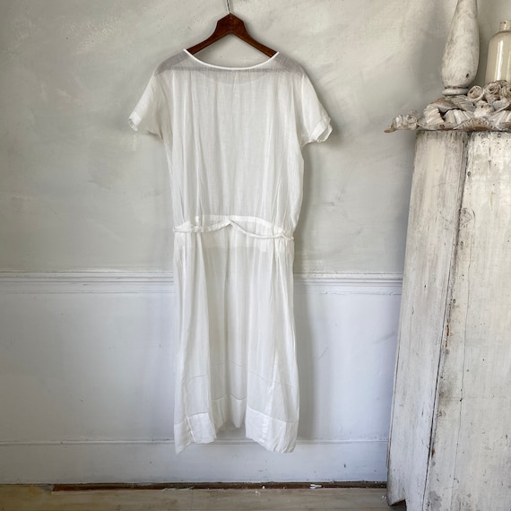 White Muslin Weight Dress Cotton Dress Drop Waist… - image 6